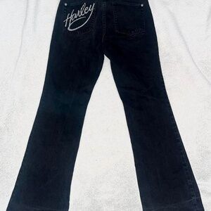 Vintage Harley Davidson black bootcut jeans with bedazzle embroidery